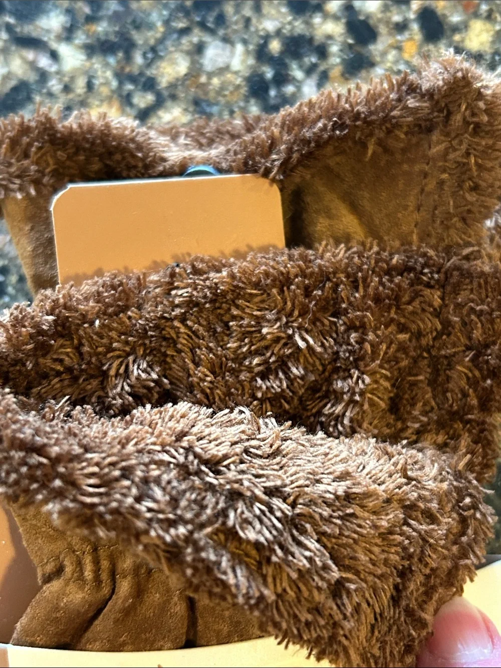 NEW Isotopes Brown Leather Suede Gloves with Fur Trim - Picture 4 of 6